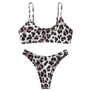 Zaful Cheetah Print Leopard Bikini Sporty Top & Cheeky Bottom Medium